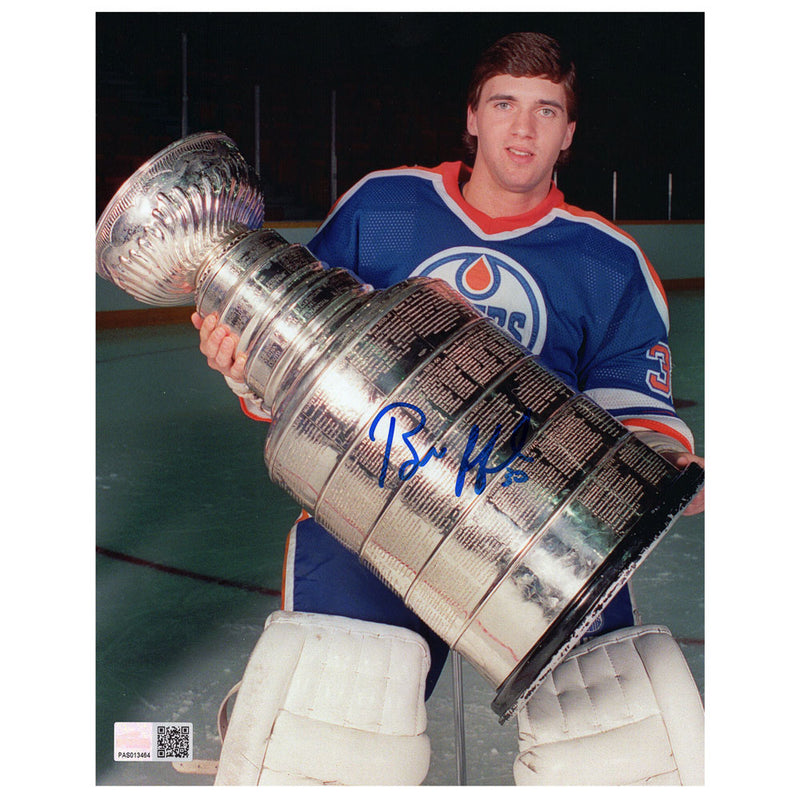Bill Ranford Signed Edmonton Oilers Stanley Cup Blue Posed 8x10 Photo