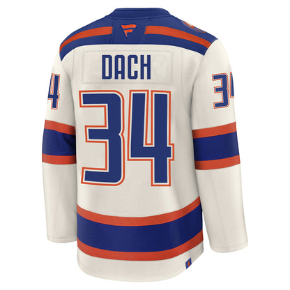 Colton Dach Edmonton Oilers Autographed Fanatics Alternate Cream Premium Jersey