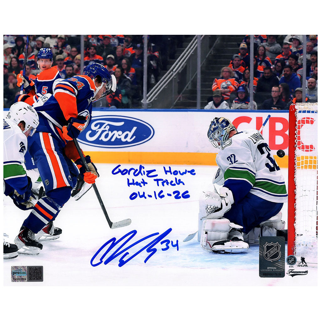 Colton Dach Signed Edmonton Oilers - Gordie Howe Hat Trick - 8x10 Photo – Authenticated Autograph