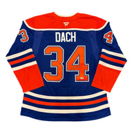 Colton Dach Signed Edmonton Oilers Royal Fanatics Premium Jersey