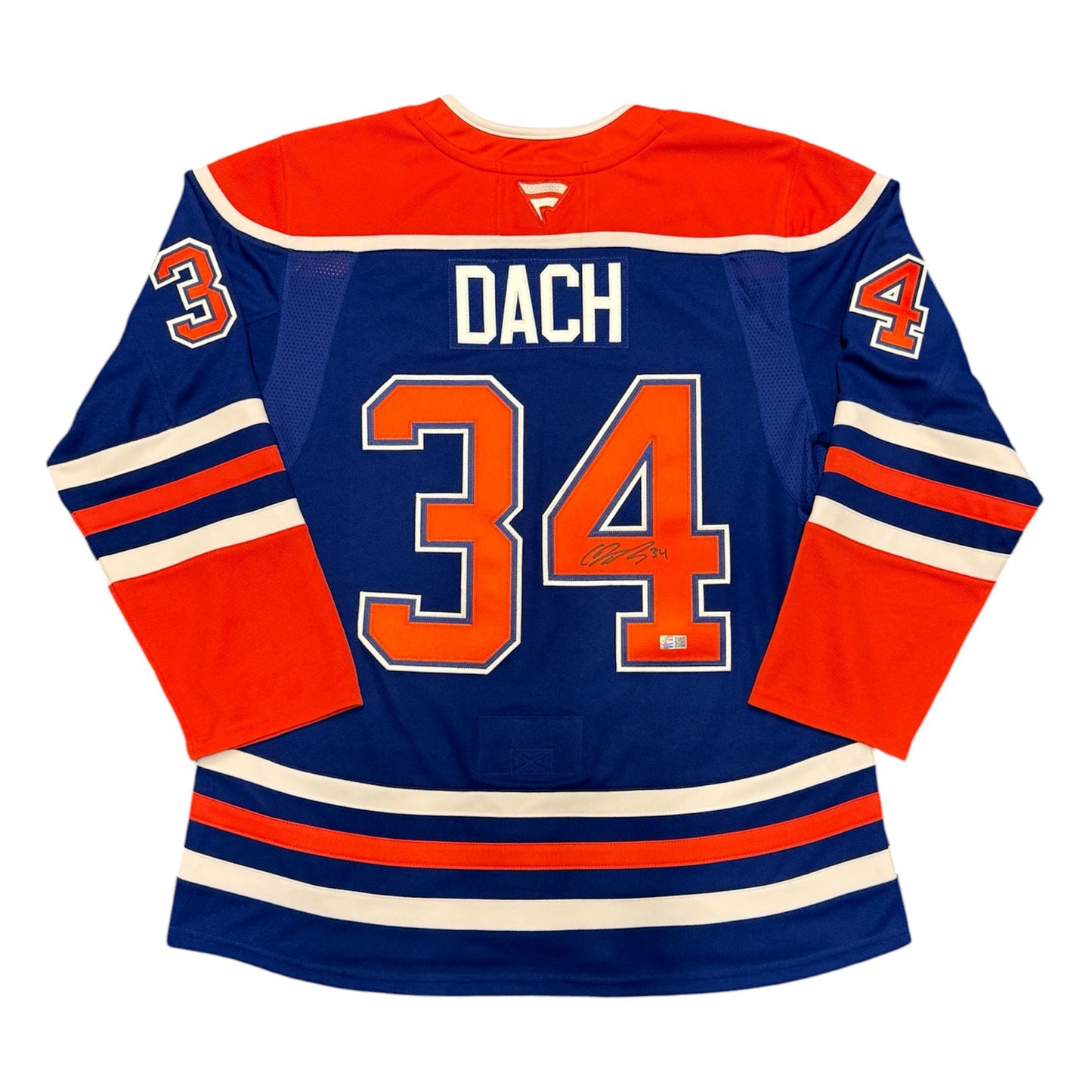Colton Dach Signed Edmonton Oilers Royal Fanatics Premium Jersey