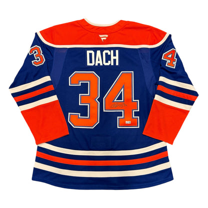 Colton Dach Signed Edmonton Oilers Royal Fanatics Premium Jersey