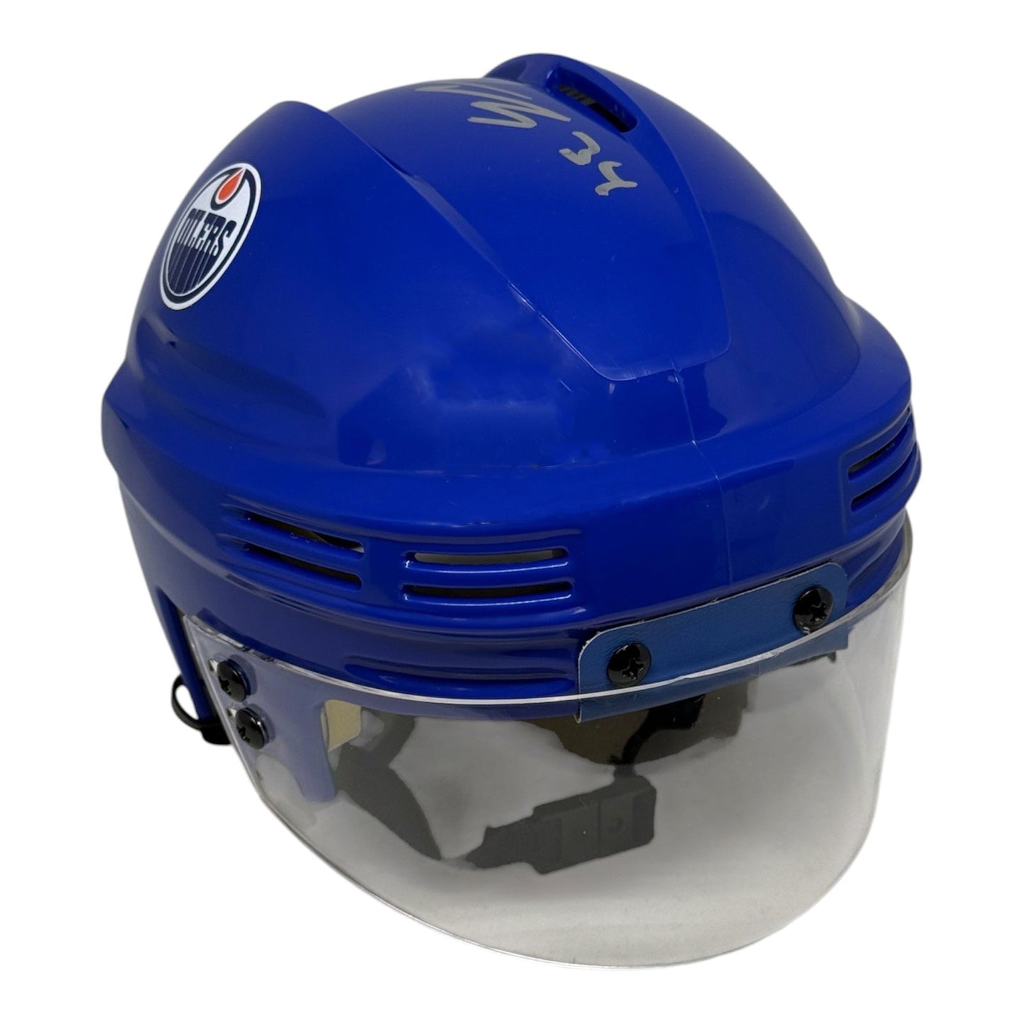 Colton Dach Signed Edmonton Oilers Royal Mini Helmet