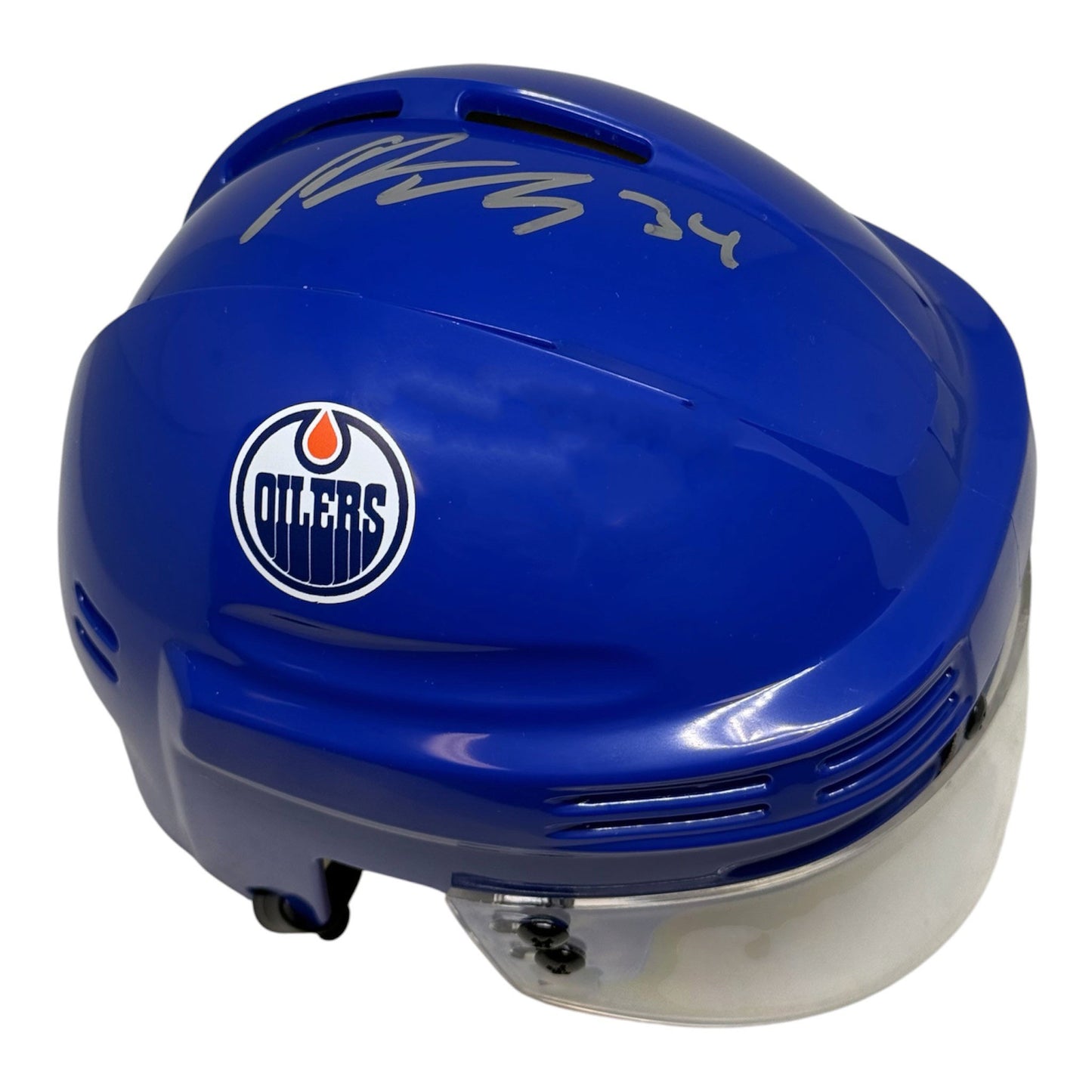 Colton Dach Signed Edmonton Oilers Royal Mini Helmet