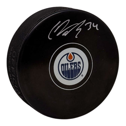 Colton Dach Signed Edmonton Oilers Small Logo Puck