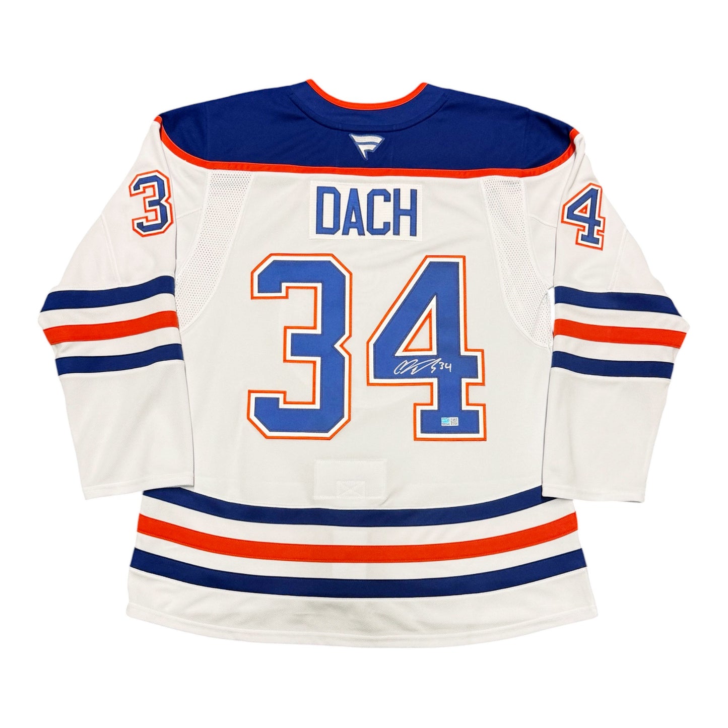 Colton Dach Signed Edmonton Oilers White Fanatics Premium Jersey