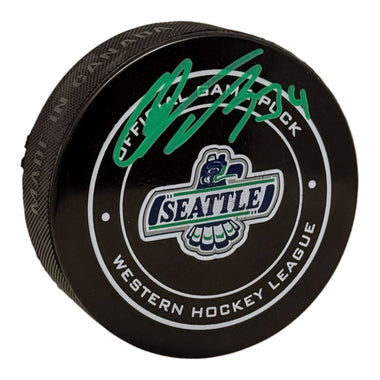 Colton Dach Signed Seattle Thunderbirds Official Game Model Puck