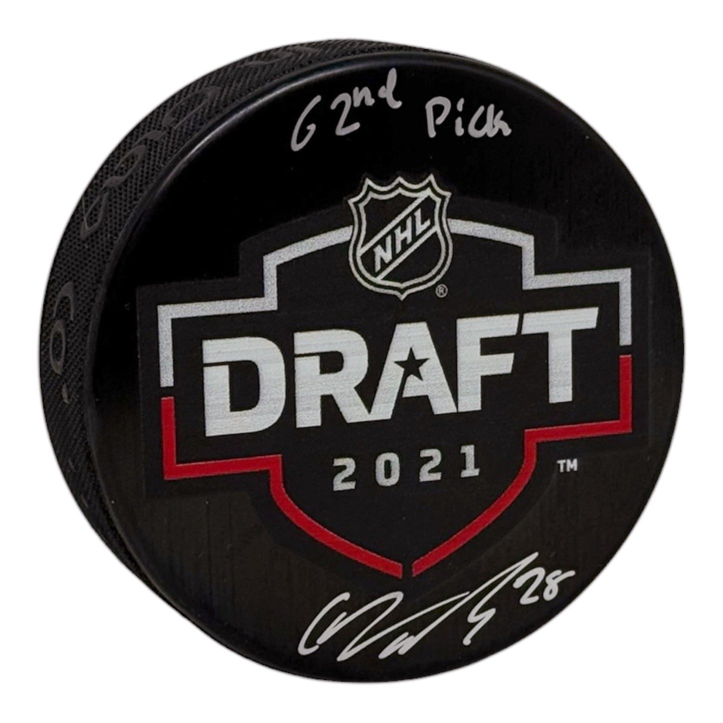 Colton Dach Signed NHL Draft 2021 Puck – "62nd Pick" Inscription