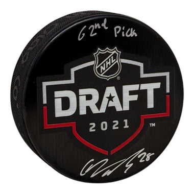Colton Dach Signed NHL Draft 2021 Puck – "62nd Pick" Inscription