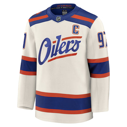 Connor McDavid Edmonton Oilers Fanatics Premium Alternate Jersey ON ICE Cresting