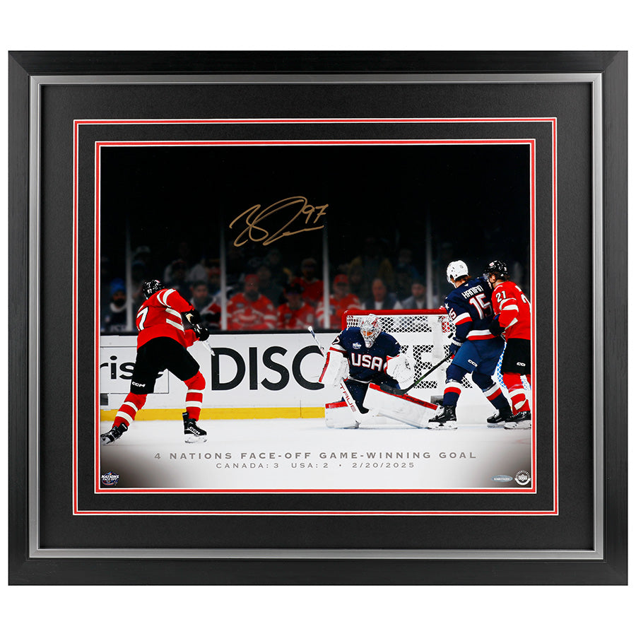 Connor McDavid Signed Team Canada 2025 4 Nations Winning Goal 16x20 Framed Photo