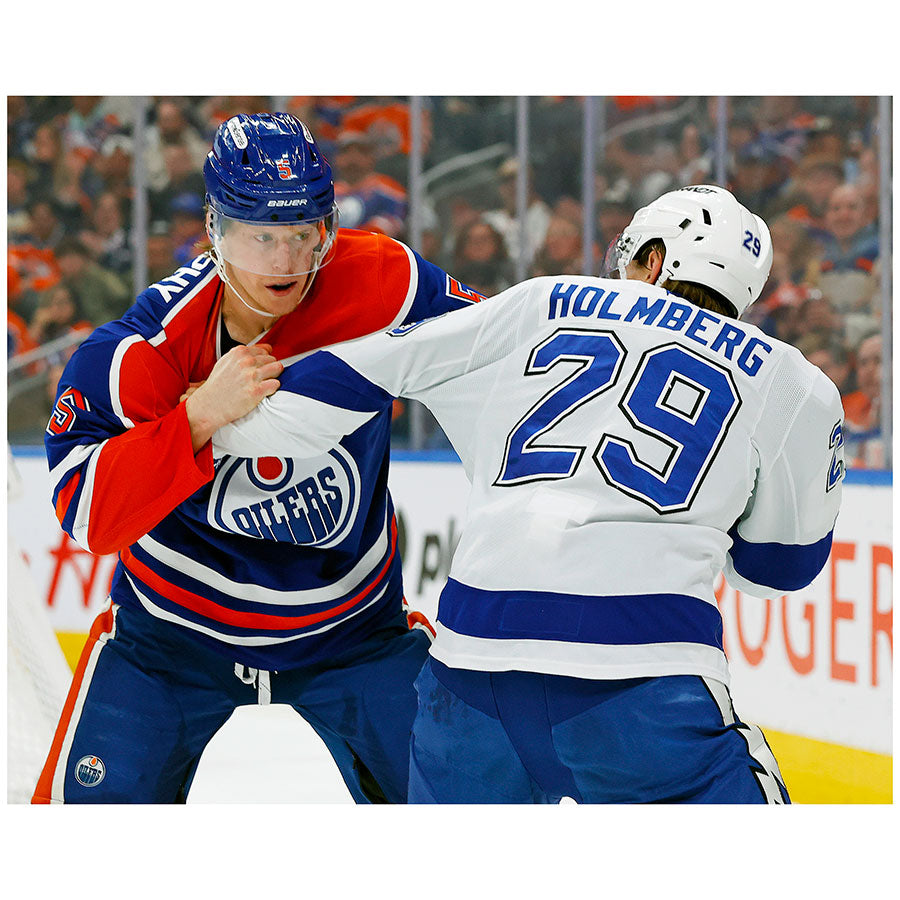 Connor Murphy Edmonton Oilers Autographed Home Action Fighting 8x10 Photo
