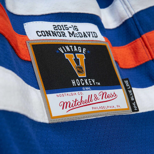 Connor McDavid Mitchell & Ness Edmonton Oilers Blue Line Jersey 2015-16 Rookie Season