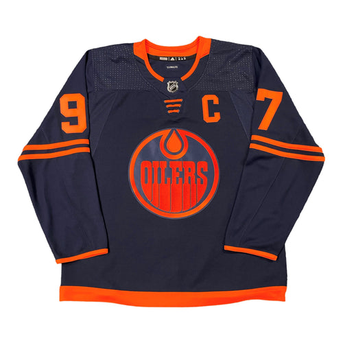 Connor McDavid Signed Edmonton Oilers and Inscribed adidas Navy Alternate Pro Jersey