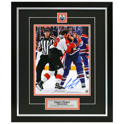 Corey Perry Signed Edmonton Oilers Fighting 8x10 Framed Photo