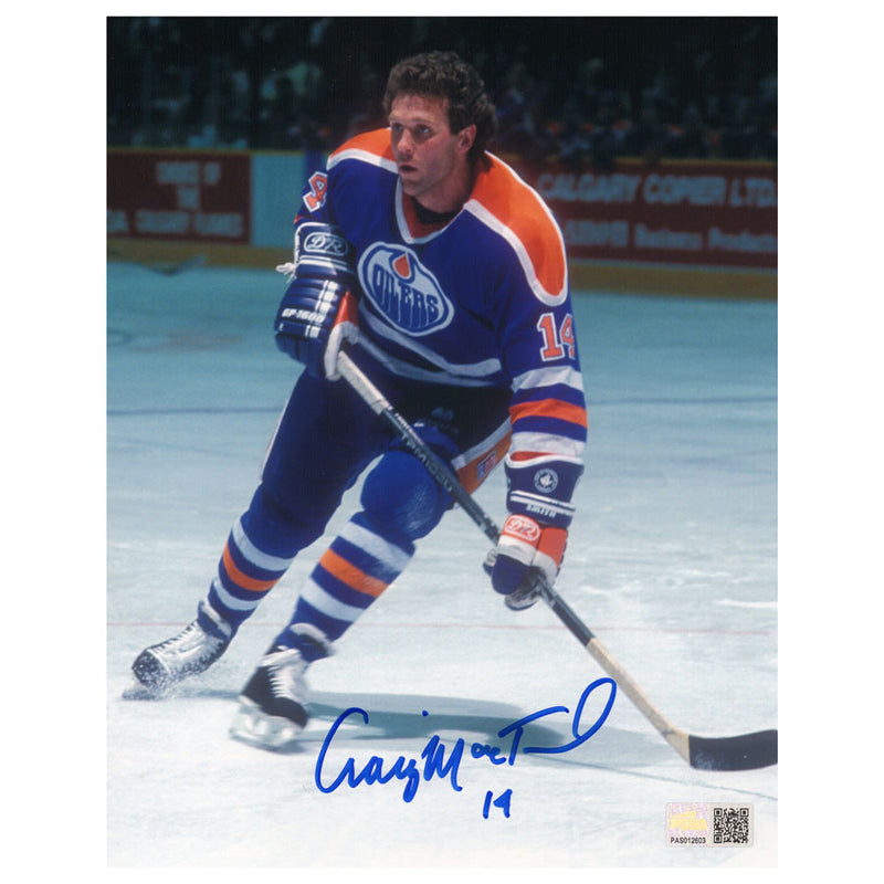 Craig MacTavish Signed Edmonton Oilers 8x10 Photo Blue Action Watching The Play