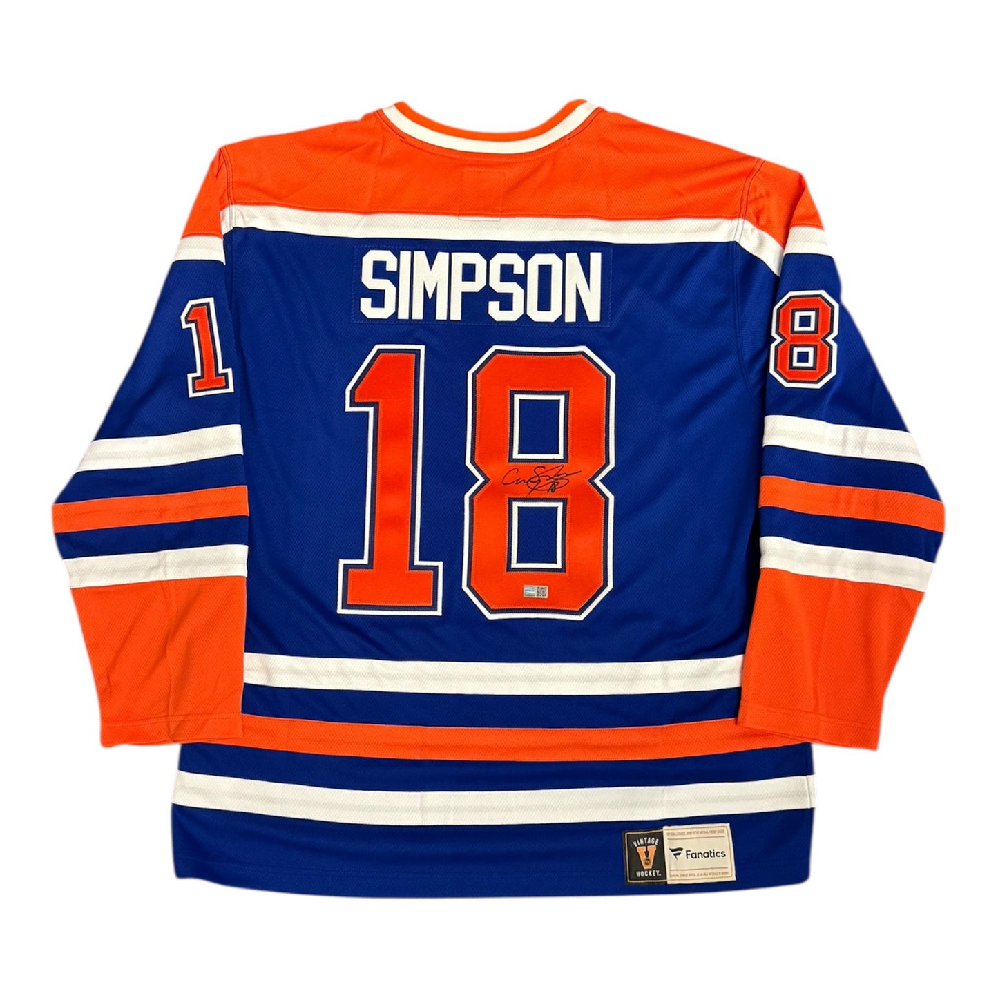 Craig Simpson Signed Edmonton Oilers Vintage Royal Replica Jersey
