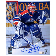 Curtis Joseph Signed Edmonton Oilers Royal Road Action Tracking The Play 8x10 Photo