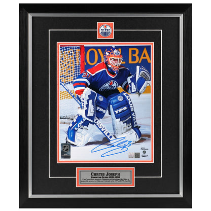 Curtis Joseph Signed Edmonton Oilers Royal Road Action Tracking The Play 8x10 Framed Photo