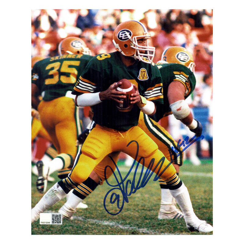 Damon Allen Edmonton Eskimos Green Action "In the Pocket"  Signed 8x10 Photo