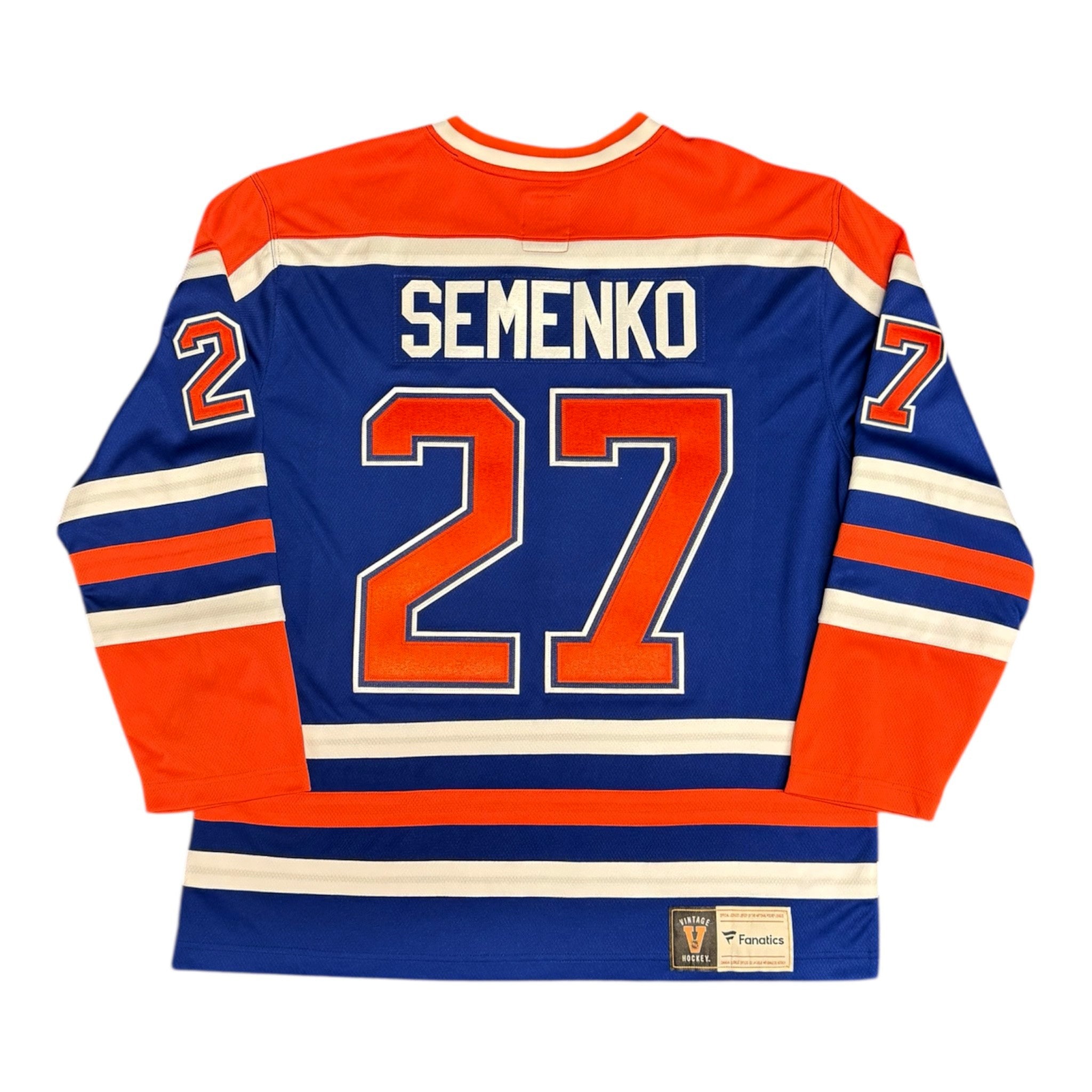 Nsweir HAEWON 02 ユニフォーム Dave Semenko Edmonton Oilers Vintage Blue Jersey | On-Ice Sewing