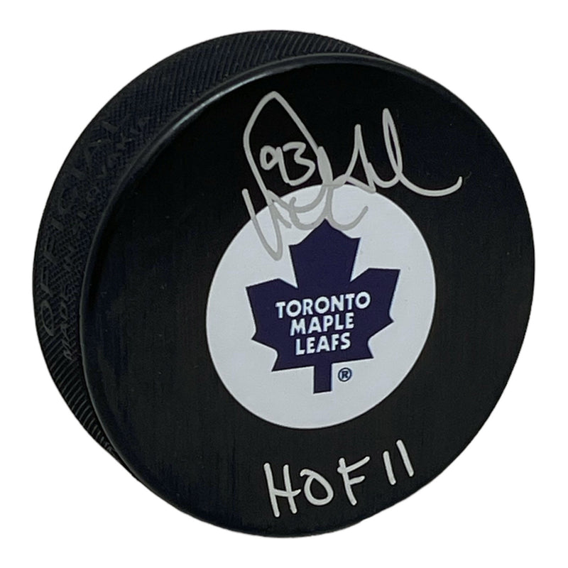 Doug Gilmour Signed Toronto Maple Leafs Puck HOF Inscription