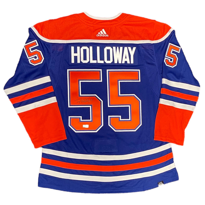 Dylan Holloway Signed Edmonton Oilers adidas Home Blue Pro Jersey