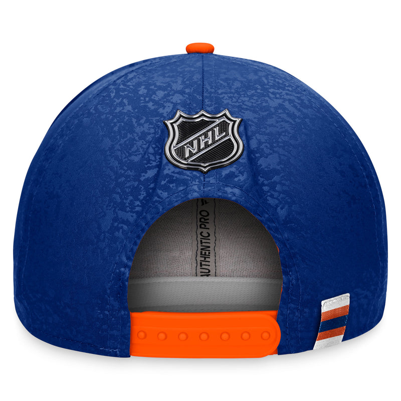 Edmonton Oilers 2023 Authentic Pro Rink Debossed Flatbrim Snapback Hat