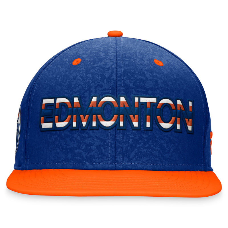 Edmonton Oilers 2023 Authentic Pro Rink Debossed Flatbrim Snapback Hat