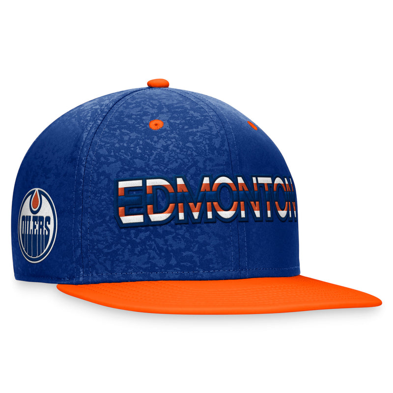 Edmonton Oilers 2023 Authentic Pro Rink Debossed Flatbrim Snapback Hat