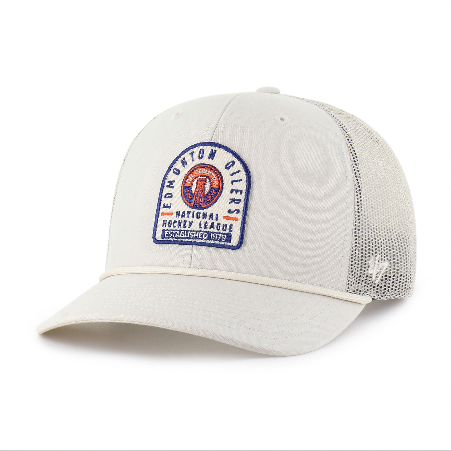 Edmonton Oilers Alternate Cream Monument '47 Rope Trucker Hat