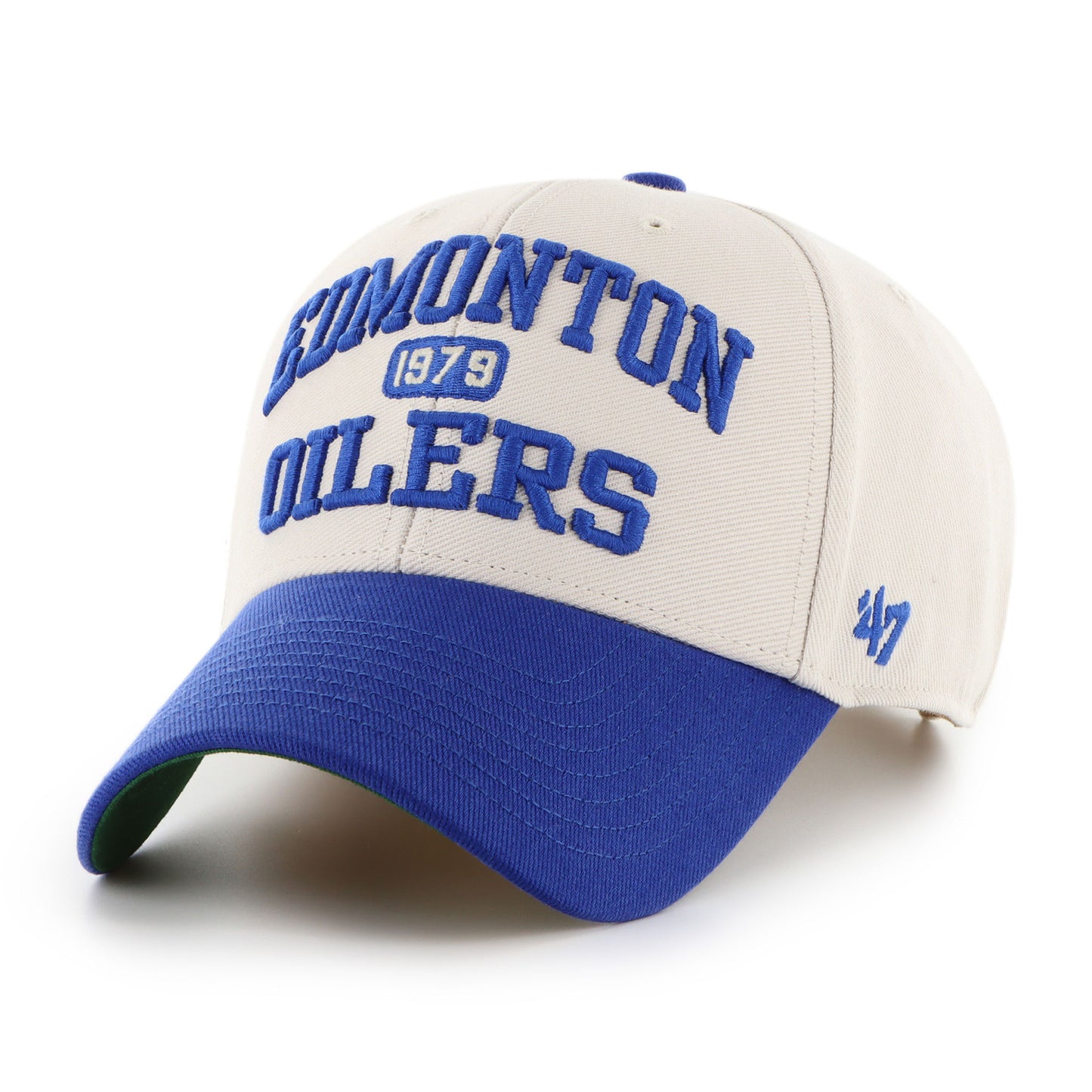 Edmonton Oilers '47 Broke Line MVP Adjustable Hat – Bone White & Blue