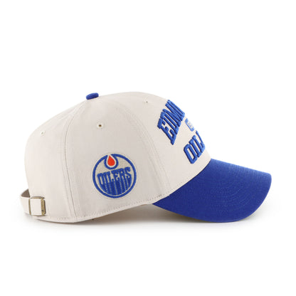 Edmonton Oilers '47 Broke Line MVP Adjustable Hat – Bone White & Blue