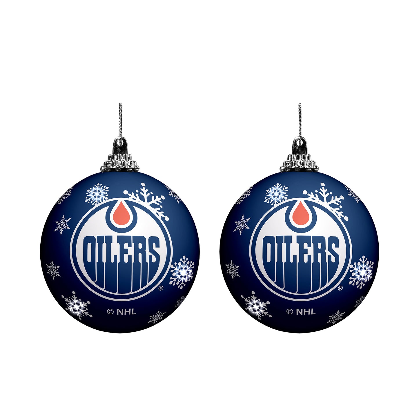 Edmonton Oilers LED Light Up Ball Christmas Tree Ornament 2 PK