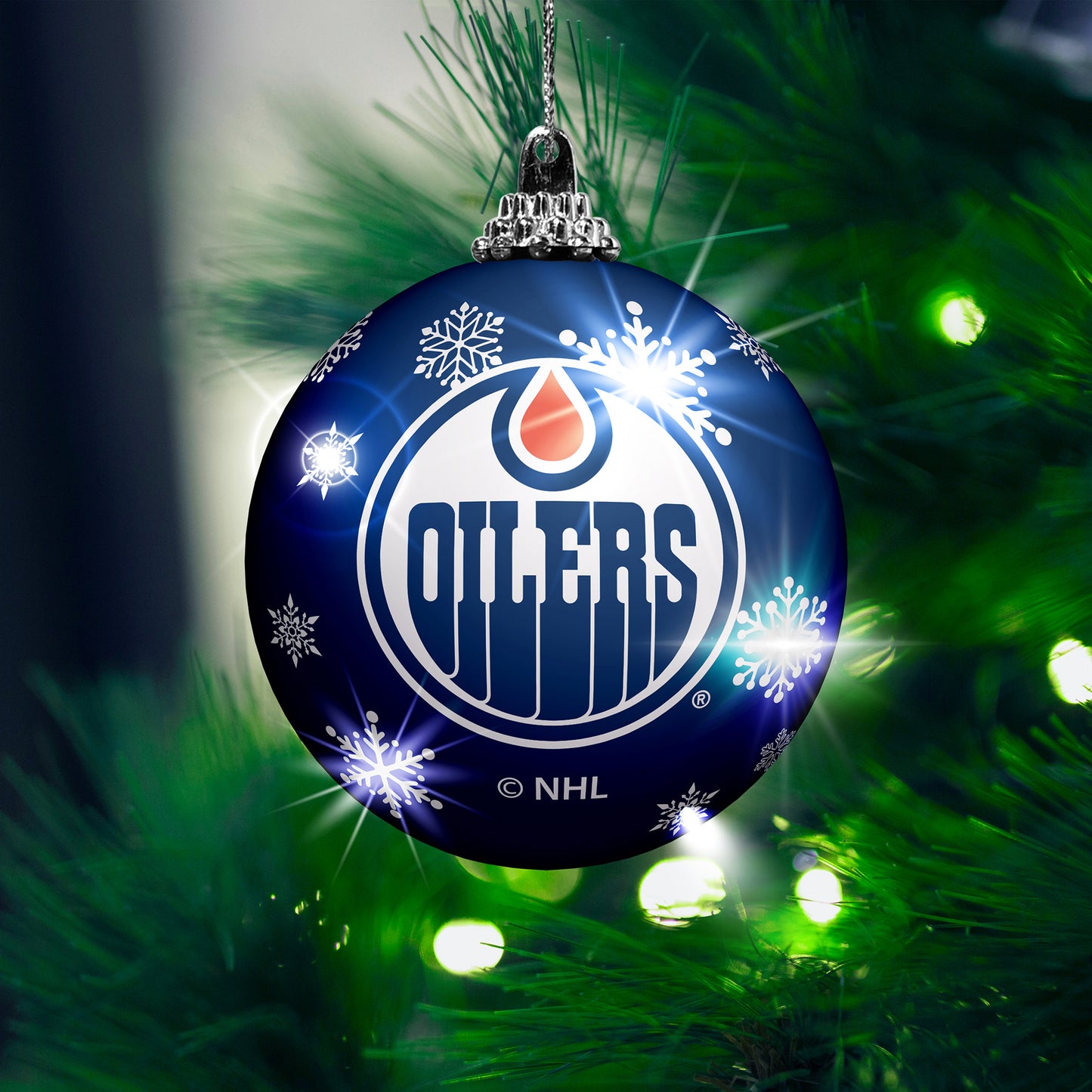 Edmonton Oilers LED Light Up Ball Christmas Tree Ornament 2 PK