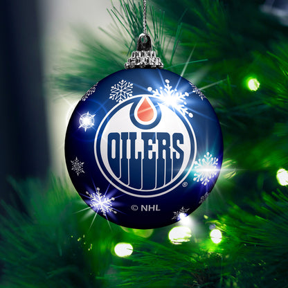 Edmonton Oilers LED Light Up Ball Christmas Tree Ornament 2 PK