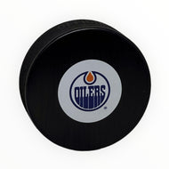 Colton Dach Edmonton Oilers Autographed Mid Size Logo Puck