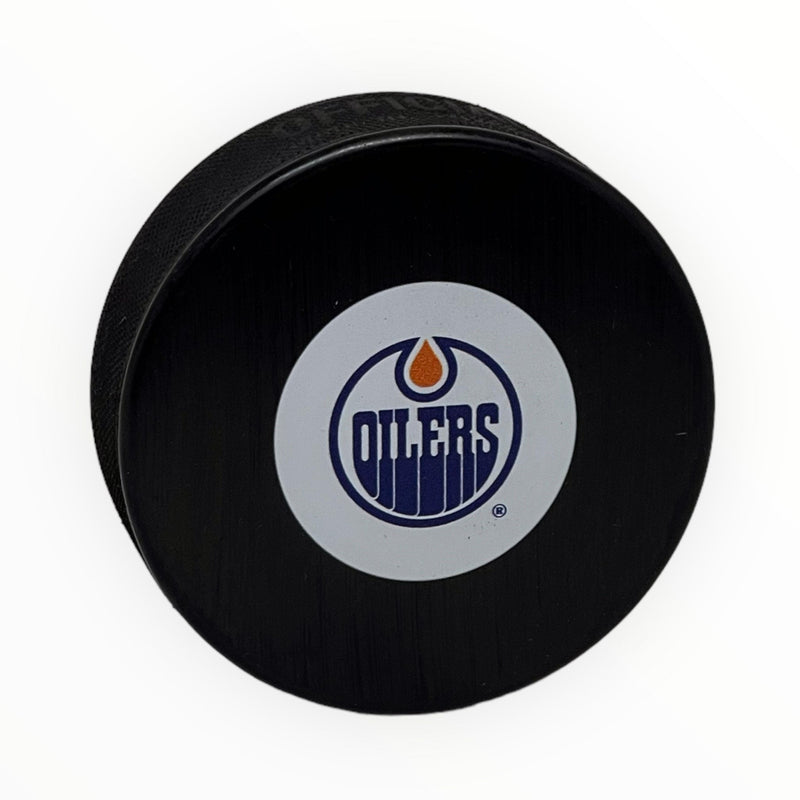 Grant Fuhr Edmonton Oilers Autographed Puck Mid Size Logo