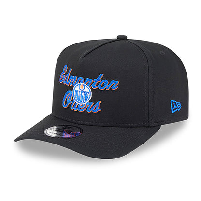 Edmonton Oilers New Era Chainstitch Black 9FIFTY A-Frame Snapback Hat