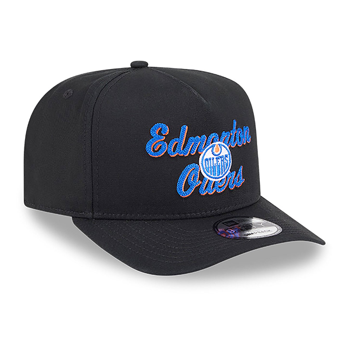 Edmonton Oilers New Era Chainstitch Black 9FIFTY A-Frame Snapback Hat