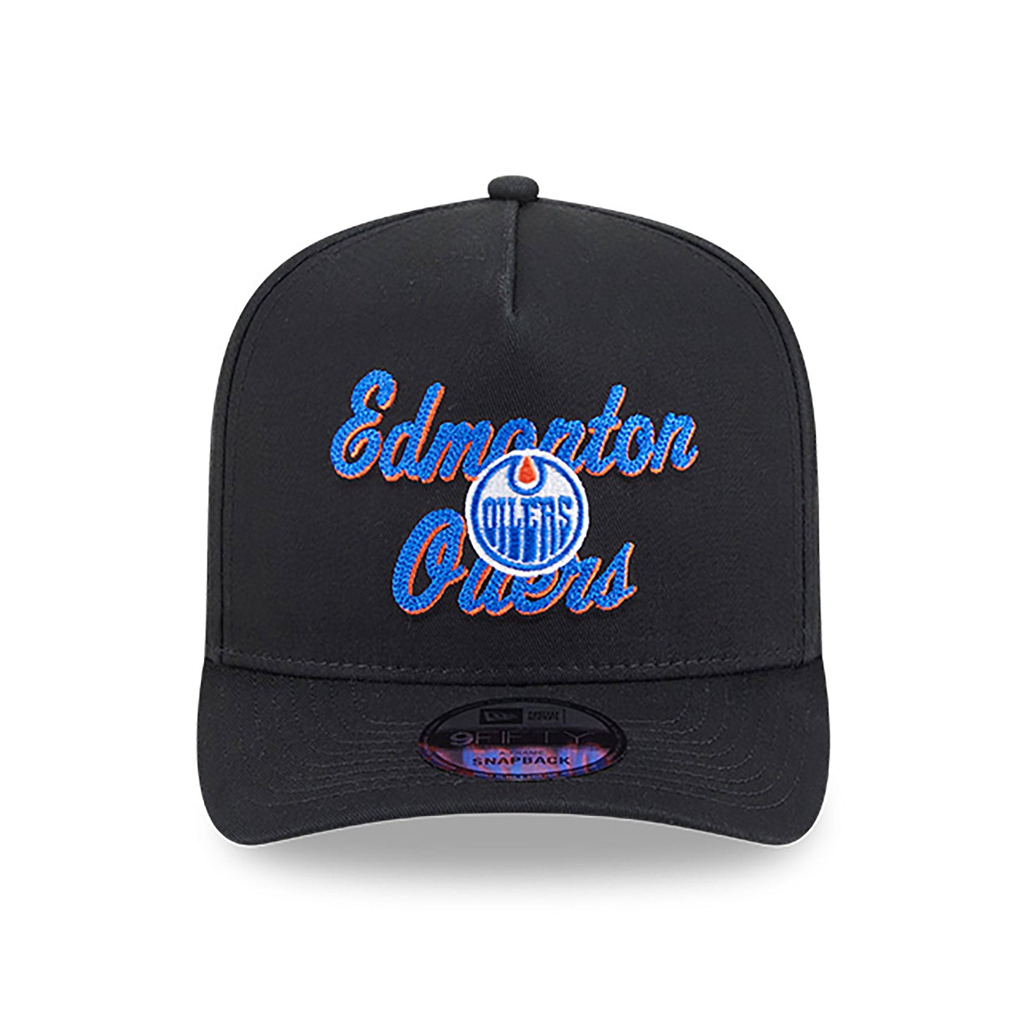 Edmonton Oilers New Era Chainstitch Black 9FIFTY A-Frame Snapback Hat