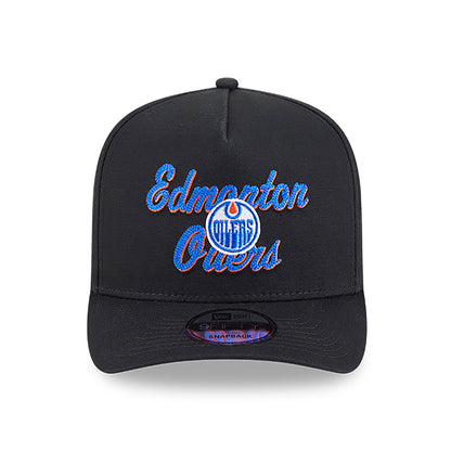 Edmonton Oilers New Era Chainstitch Black 9FIFTY A-Frame Snapback Hat