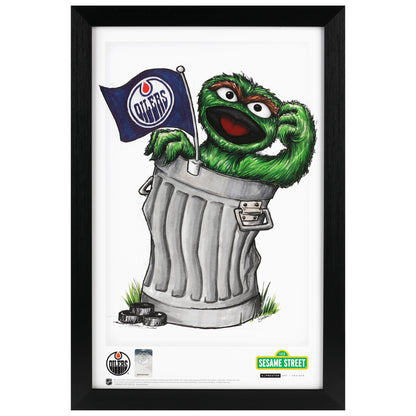Edmonton Oilers Oscar The Grouch 11x17 Poster Print Framed