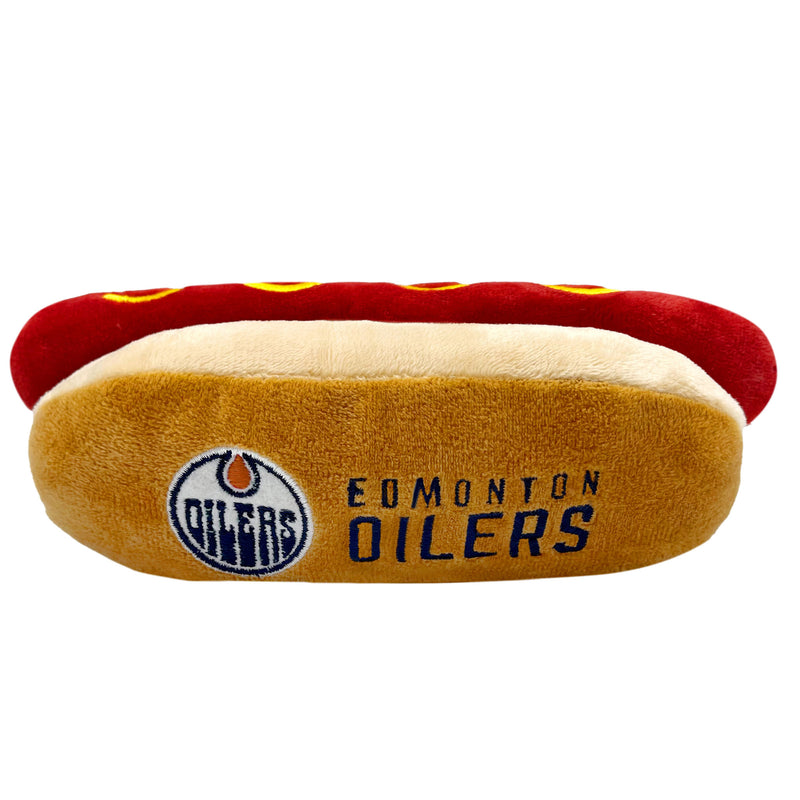 Edmonton Oilers Pet Hot Dog Plush Squeak Toy