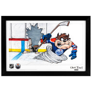 Edmonton Oilers Tazmanian Devil 11x17 Poster Print Framed