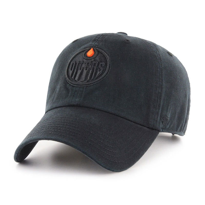 Edmonton Oilers '47 Black on Black Clean Up Cap