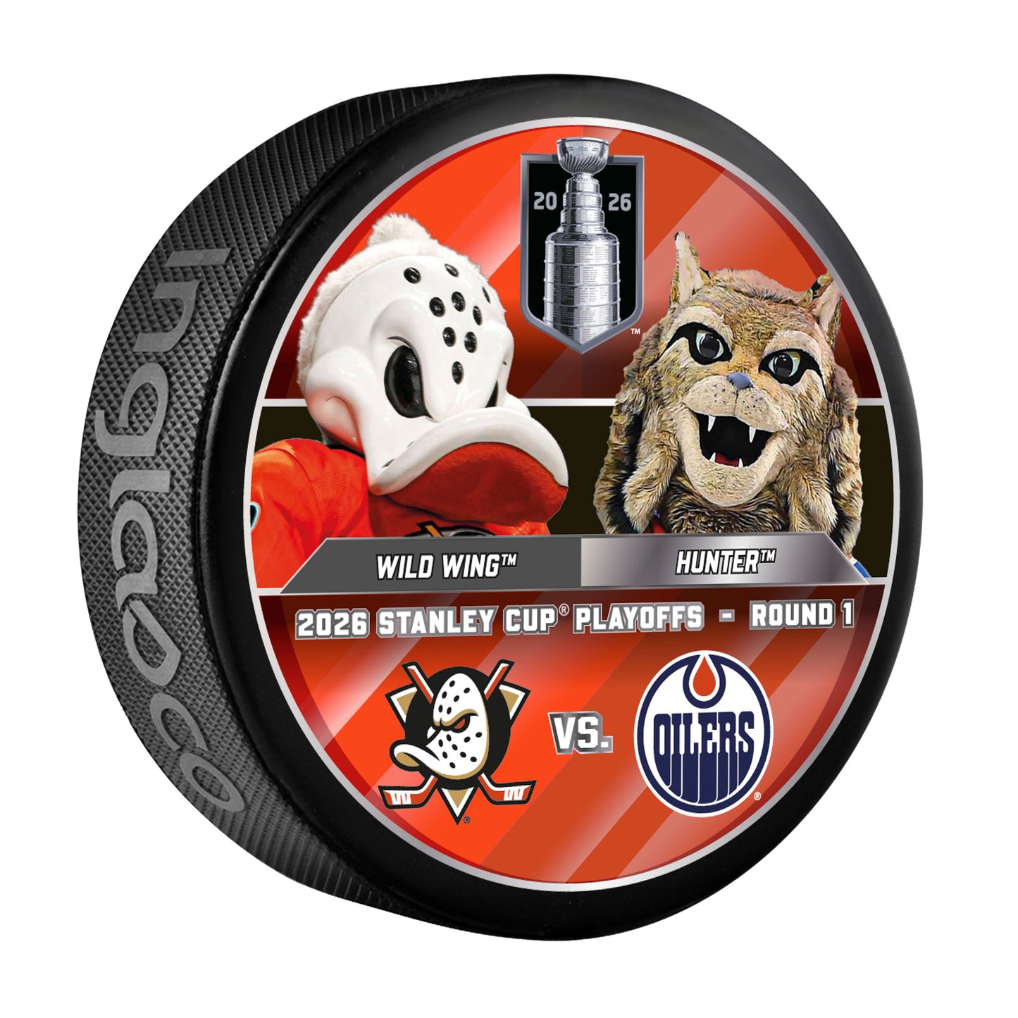 Edmonton Oilers vs Anaheim Ducks Mascots 2026 Stanley Cup Playoffs Round 1 Match-Up Puck