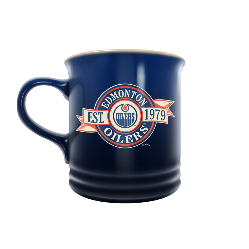 Edmonton Oilers 14oz Stoneware Mug Blue Banner Design