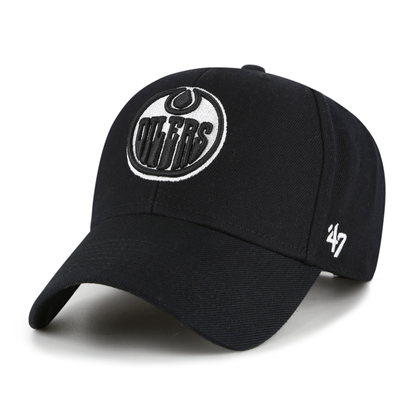 Edmonton Oilers Black And White Sure Shot '47 MVP Cap