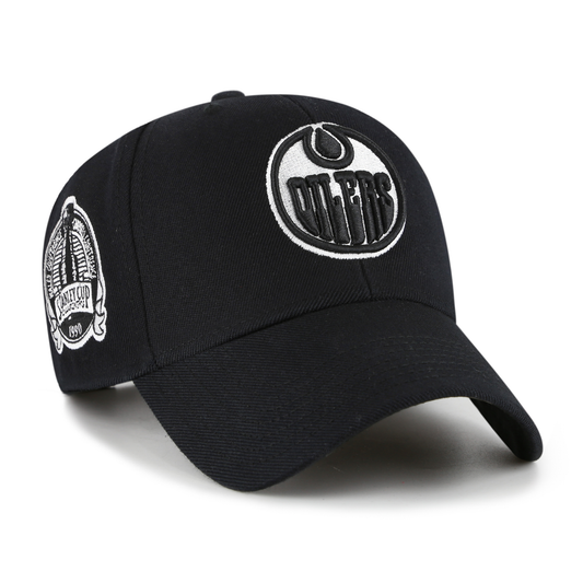 Edmonton Oilers Black And White Sure Shot '47 MVP Cap